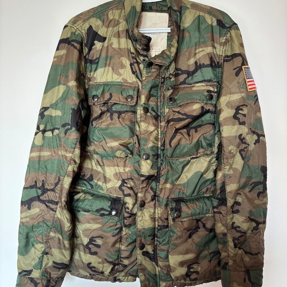 mens Ralph Lauren size medium camouflage coat Denim and Supply USA flag vintage - Picture 1 of 13